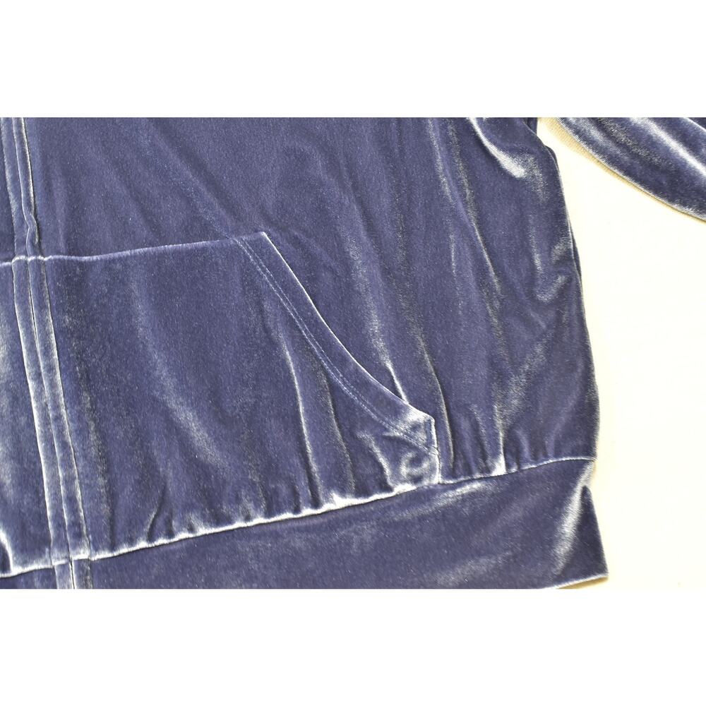 NEW Victoria's Secret PINK Velour Cropped Zip Up Hoodie Navy Blue Rhinestone L - Picture 7 of 8